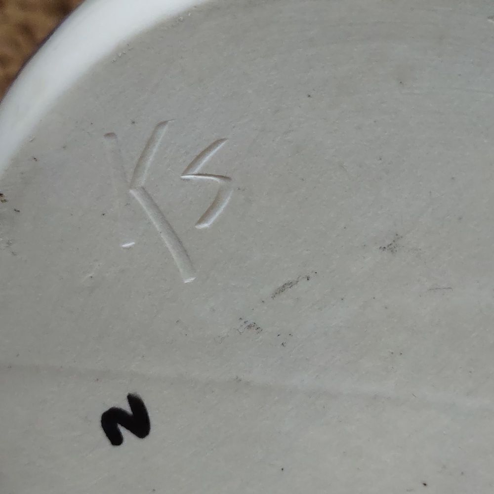 Kravec Studios Hand Thrown Pottery Blue‎ Abstract 3 hole vase or Candle Holder - Picture 5 of 5